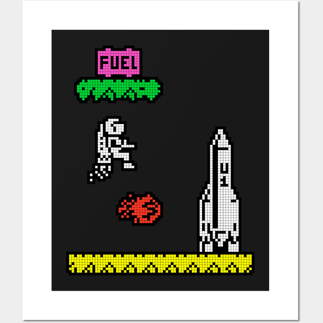 8 bit JetPac Wall Art by Retrific